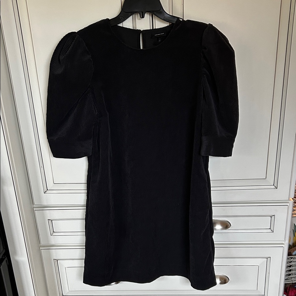 Who What Wear corduroy Black Mini Dress with Puff Sleeves size small